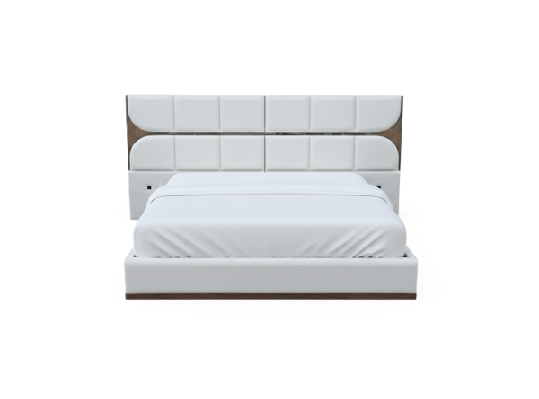 CAMA KS MODELO CORDOBA COLOR NOGAL TAPIZ MARFIL