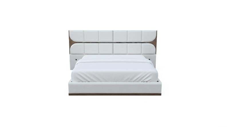 CAMA KS MODELO CORDOBA COLOR NOGAL TAPIZ MARFIL
