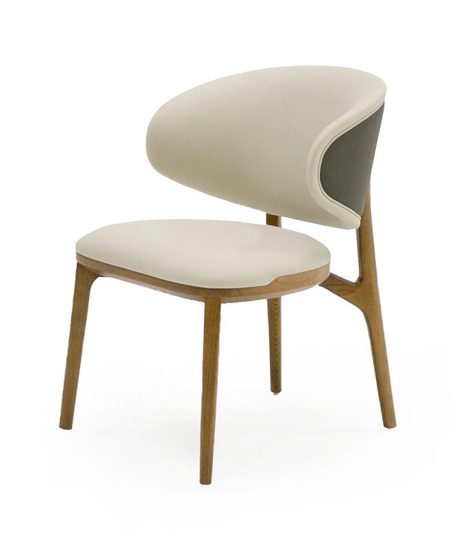 SILLA CHANCE TAPIZ CREMA PATA WALNUT