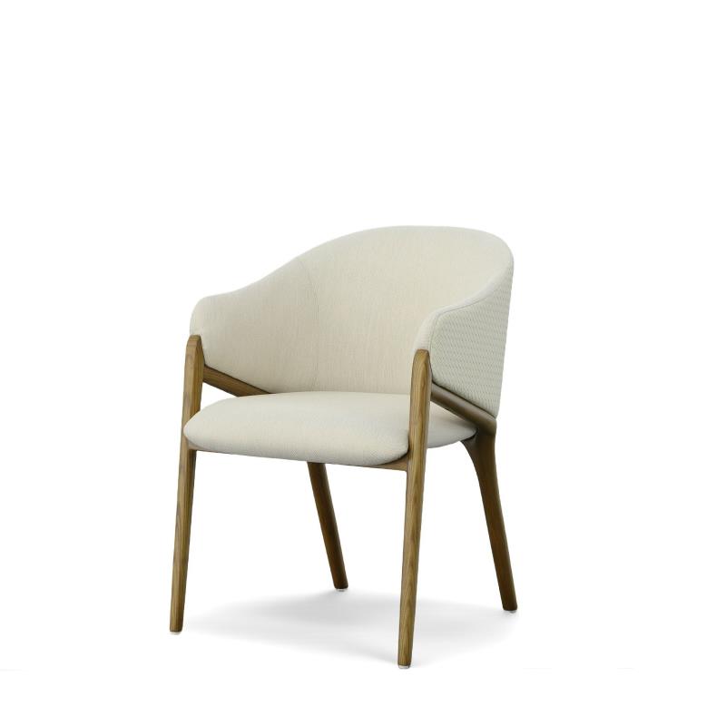 SILLON DE COMEDOR NOIR TAPIZ CREMA PATA WALNUT